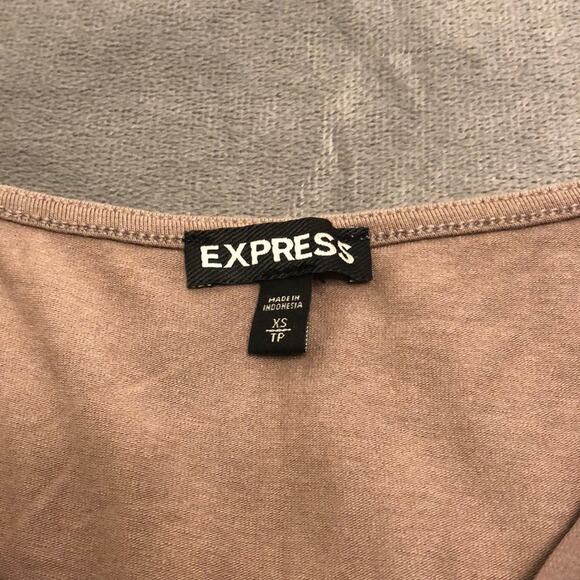 Express XS Brown Knit Top Sequins and Chiffon Empire Waist in front - Picture 3 of 7